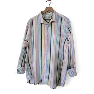 Tommy Bahama Stripes de Mar Long Sleeve Shirt Size XL Cotton Silk Blend